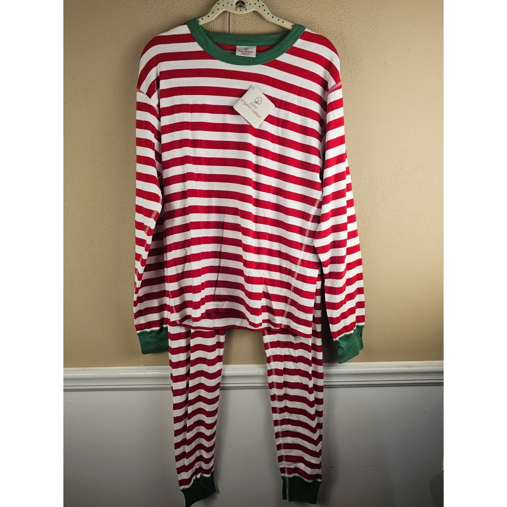 NWT Hanna Andersson Adult Unisex Opposite Stripe Christmas Pajamas Medium